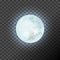 Full blue moon on the dark transparent background