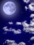 Full blue moon star clouds night sky