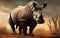 Full-body 3D rendering of the Western Black Rhinoceros, Generative Ai