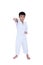 Full body of asian child athletes martial art taekwondo training