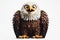 full body Funny Portrait of surprised Bald Eagle with bulging big eyes on solid white background. ai generative