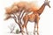 Full Body Giraffe Painting watercolor , Watercolor Painting Artwork.