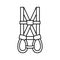 A full body harness line icon. Personal protection equipment. Height worker safety gear.