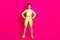 Full body photo of confident sportswoman put hands waist isolated over pink shine color background