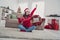 Full body photo of young cheerful girl sit floor have fun rejoice new 2022 year party spirit december indoors