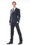 Full body portrait of a handsome young businessman in black suit