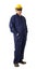Full body portrait of a worker in Mechanic Jumpsuit isolated on