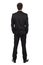 Full body portrait of young businessman, back view
