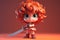 Full body super cute tiny cartoon human girl warrior with weapon. AI generated