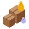 Full box house move icon isometric vector. Home service pack