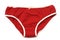 A full bright red woman panties with white colored elastic fitting bands