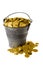 Full bucket of golden coins