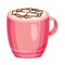 Full Ceramic Cup of Coffee with Creamy Chocolate Topping Vector Object