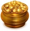 Full ceramic pot with gold coins