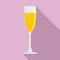 Full champagne glass icon, flat style