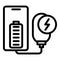 Full charge power bank icon, outline style