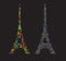 Full color Eiffel Tower consisting of a small multi-colored Eiff