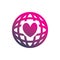 Full color global earth love hearth logo design