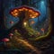 Full of color mushroom & tree ,Generative AI Illustration
