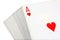 Full deck of playing cards with ace of hearts on top