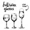Full different wine glasses