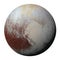Full disk of planet Pluto globe isolated on white