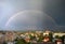 Full double rainbow over the Giurgiu city panorama