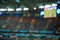 Full football soccer stadium field with lights. Soft focus blurred background