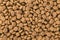 Full- frame close up of dried round brown pet kibbles food seen