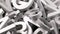 full frame close-up looped rotating background of silver metal letters