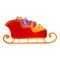 Full gift box sleigh icon, cartoon style