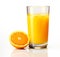 Full glass with orange juice isolated on white background. Healthy refreshing summer juice drink with orange fruit. Generative AI