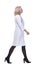 in full growth. smiling woman doctor striding confidently forward.