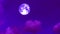 Full harvest purple moon moving pass back cloud on the dark night sky
