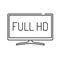 Full hd black line icon. Full High Definition. Resolution 1920 1080 pixels and a frame rate of at least 24 sec. Pictogram for web