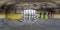 full hdri 360 panorama in abandoned empty concrete room or building aftermath of bombing and airstrike in spherical