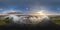 full hdri 360 panorama of earlier foggy morning and aerial view on medieval castle and promenade overlooking the old city and