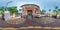 full hdri 360 panorama near hindu temple of goddess laxmi in jungle among palm trees in Indian