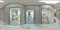 full hdri 360 panoramain in corridor of dental clinic in front of doors to treatment rooms in equirectangular projection, VR