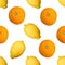 Full lemons and orange seamless pattern on white backgraund