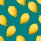 Full lemons seamless pattern on green backgraund