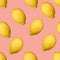 Full lemons seamless pattern on pink backgraund