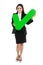 Full lenght of businesswoman holding check mark sign