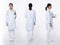 Full length 20s young Asian Woman clinic doctor, 360 front side back rear