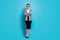Full length body size view of attractive smart clever serious lady employer folded arms isolated over bright blue color