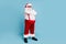 Full length body size view of his he nice cool trendy harsh strict bearded Santa St Nicholas folded arms  over