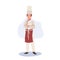 Full-Length Chef Illustration. Confident Male Chef Illustration Standing with Crossed Arms in Kitchen Uniform. Flat vector cartoon