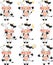 Full-length illustration of the cute Dairy cow character set