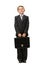 Full length of little businessman with case