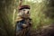 Full-length photo portrait of a gopher dressed as a conquistador, created with Generative AI technology